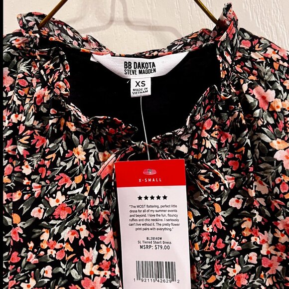 NWT BB Dakota Sleeveless Black Floral Dress      Size XS - Picture 2 of 6